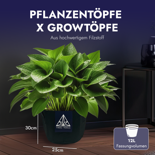 Treez Tools Growtopf 12L 3er Set - Filztopf Growbag – Bild 7